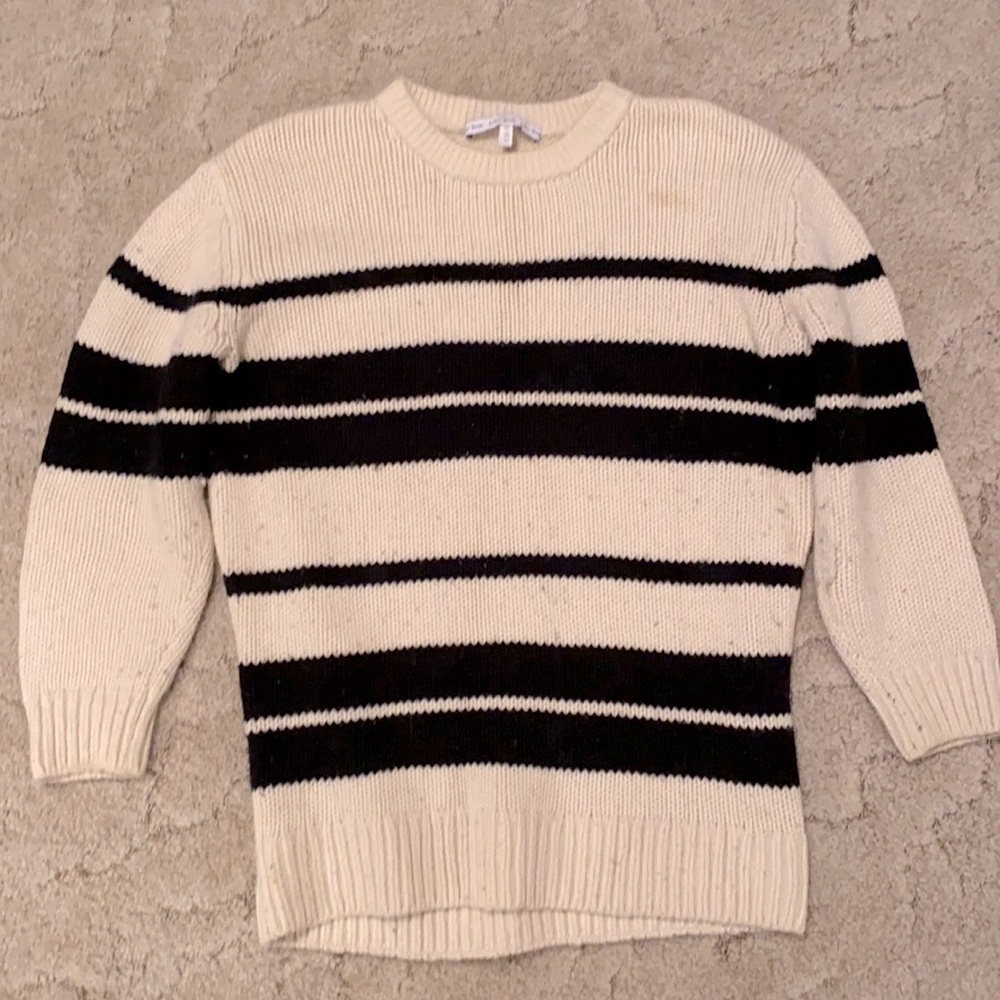 And other stories oversized striped sweater size small cream and black